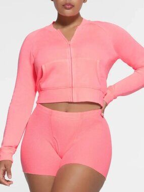 SKIMS Hot Neon Pink Waffle Boxer XS